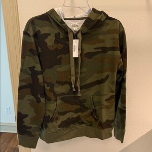 J. Crew Green and Brown Camouflage Hoodie
